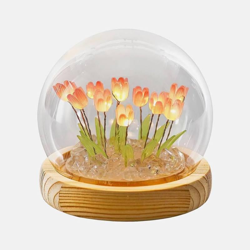 Ночник настольный тюльпаны в стеклянной колбе с LED подсветкой Ночник настольный тюльпаны в стеклянной колбе с LED подсветкой