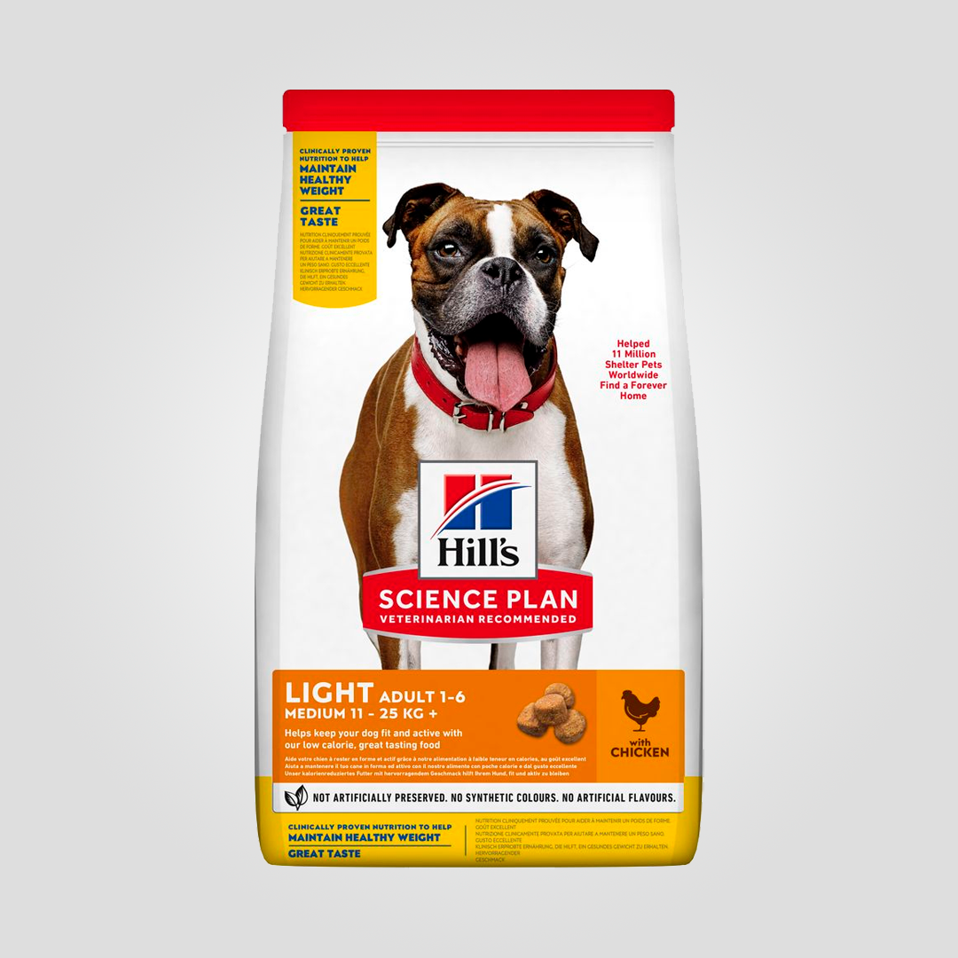 Корм сухой Hill's Science Plan Light Medium Breed для малоактивных собак средних пород с курицей 14 кг (2218359223)