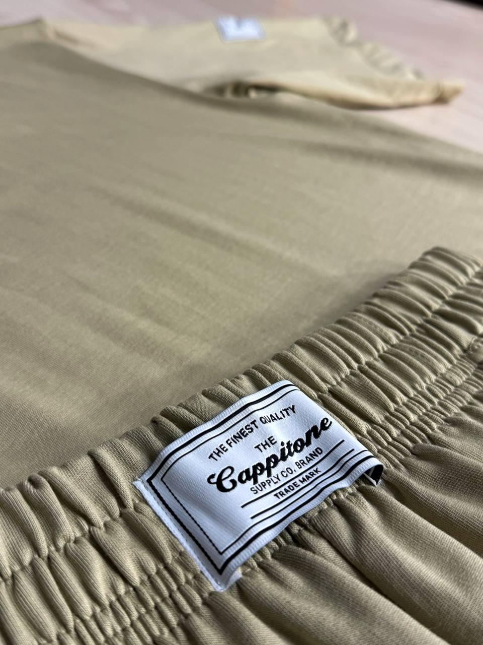 Костюм жіночий CAPPITONE 101212 футболка та брюки джоггери зі швом L Хакі (1694) - фото 5 Костюм жіночий CAPPITONE 101212 футболка та брюки джоггери зі швом L Хакі (1694) - фото 5