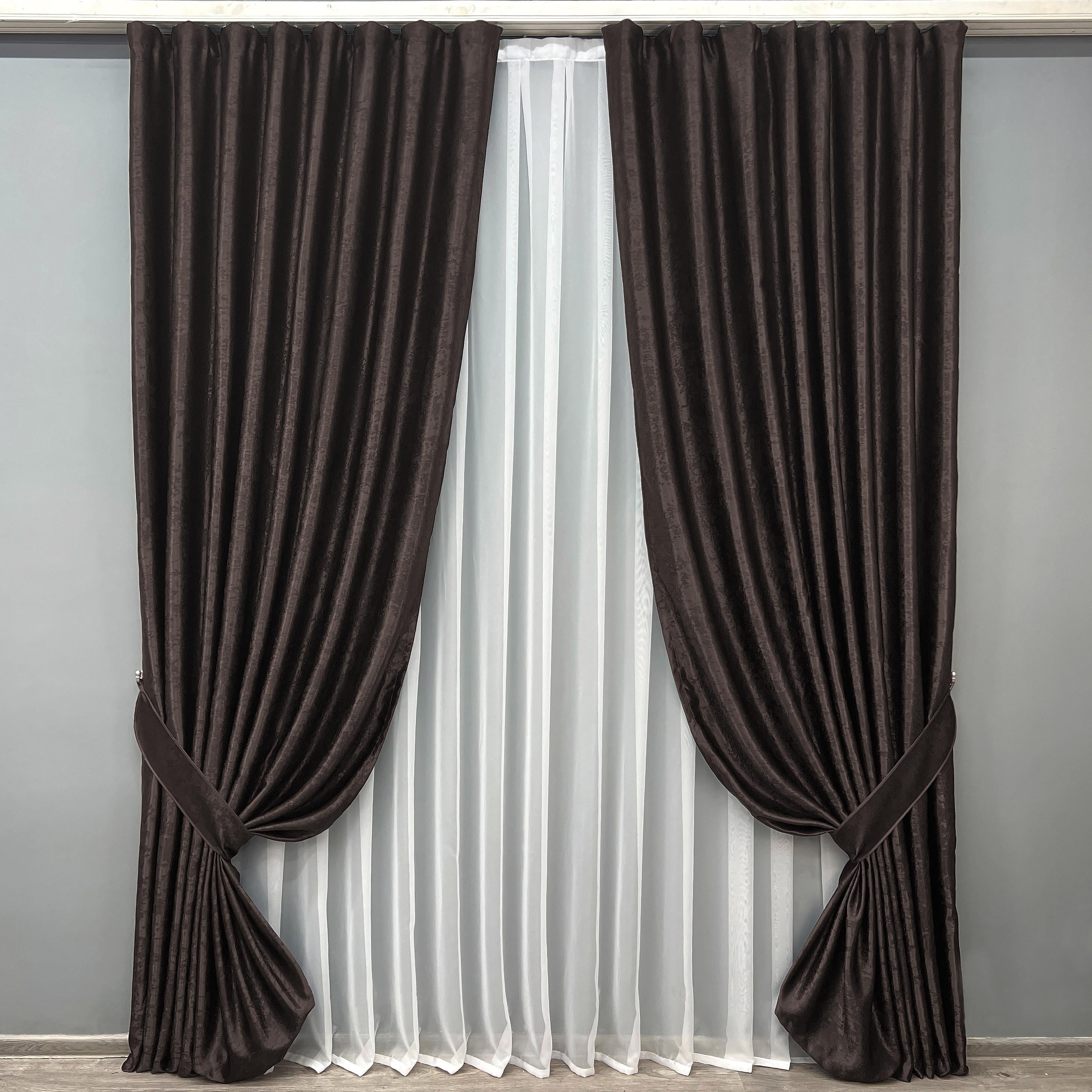 Комплект готовых штор VR-Textil Софт №2023ш 200х270 см 2 шт. Венге (32-421)