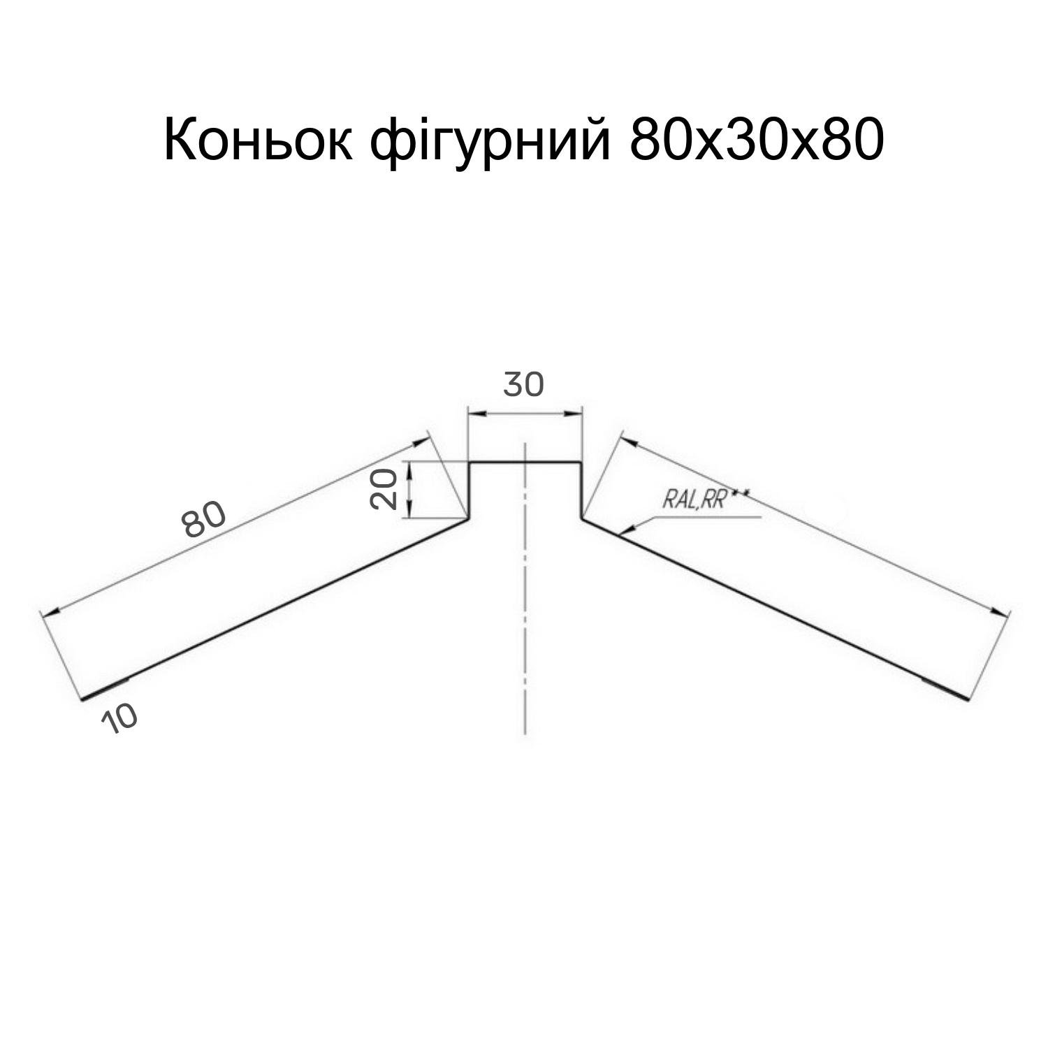 Планка коньок фігурний Partner 80х30х80х2000 Цинк (376287729) - фото 2