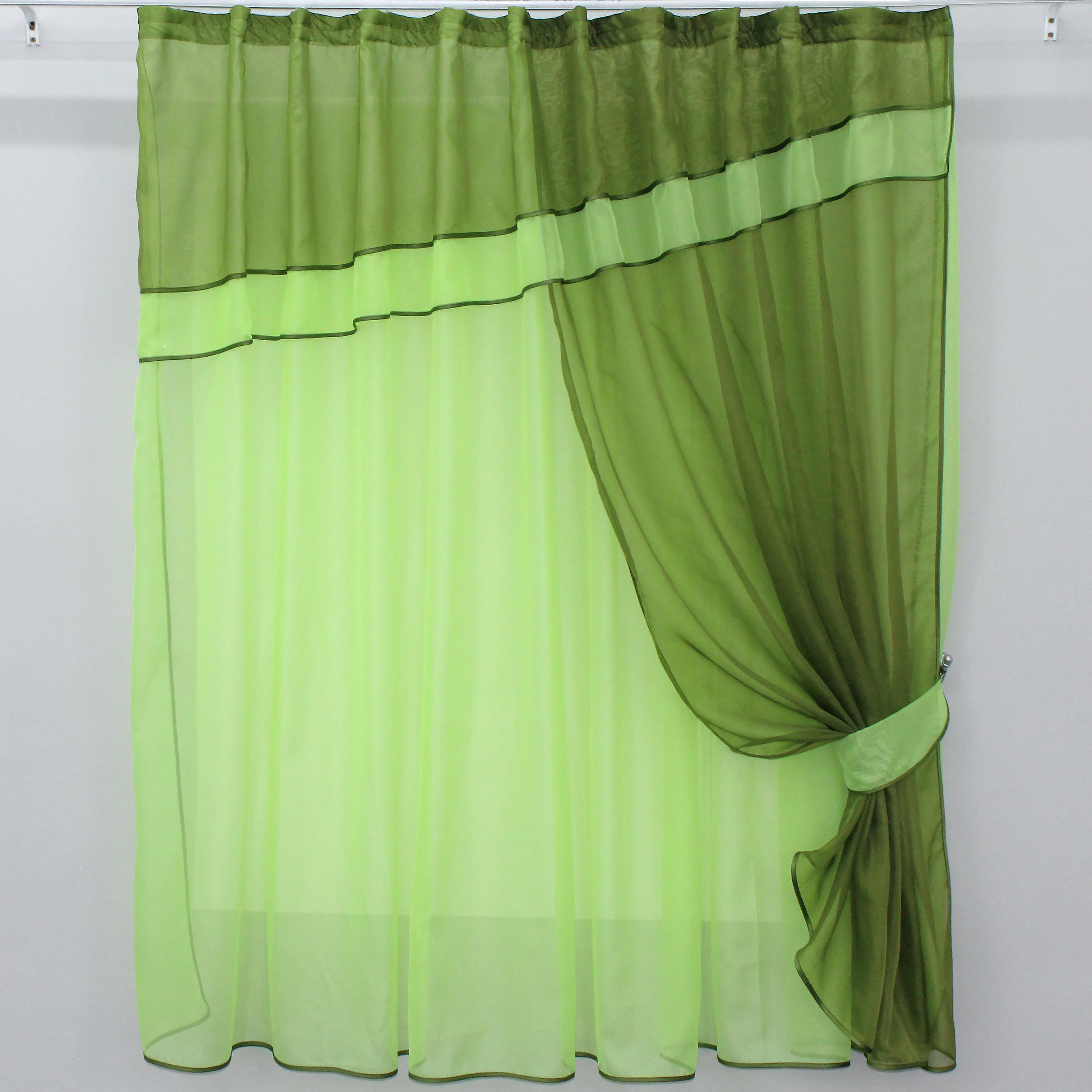 Фіранка кухонна VR-Textil № 018к з ламбрекеном 270х170 см Оливковий/Салатовий (50-217) - фото 1