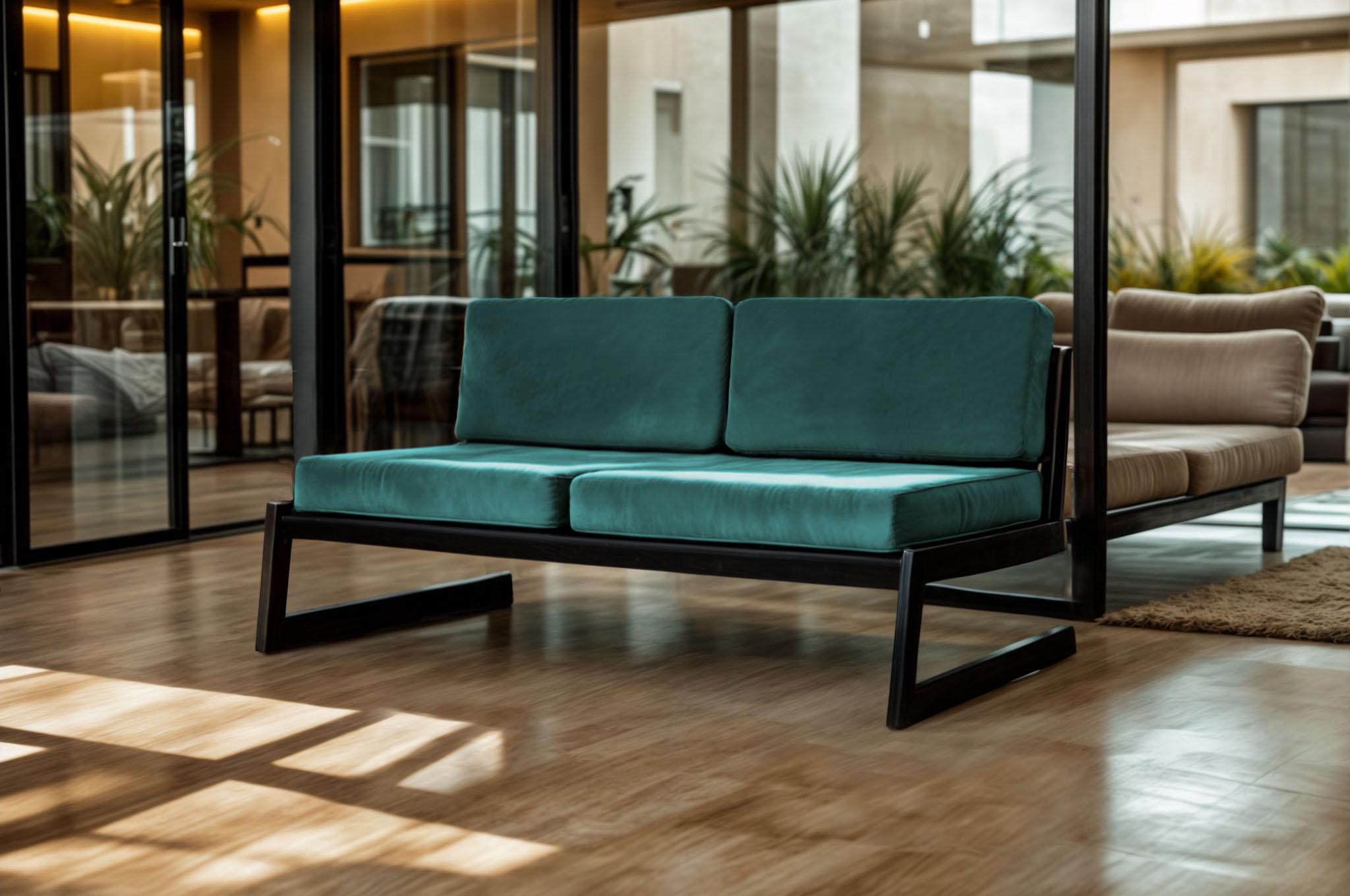 Диван металевий Tobi Sho Флекс DV6 з подушками 750х1560х700 мм велюр 13/Морська хвиля (DV069081) - фото 2 Диван металевий Tobi Sho Флекс DV6 з подушками 750х1560х700 мм велюр 13/Морська хвиля (DV069081) - фото 2