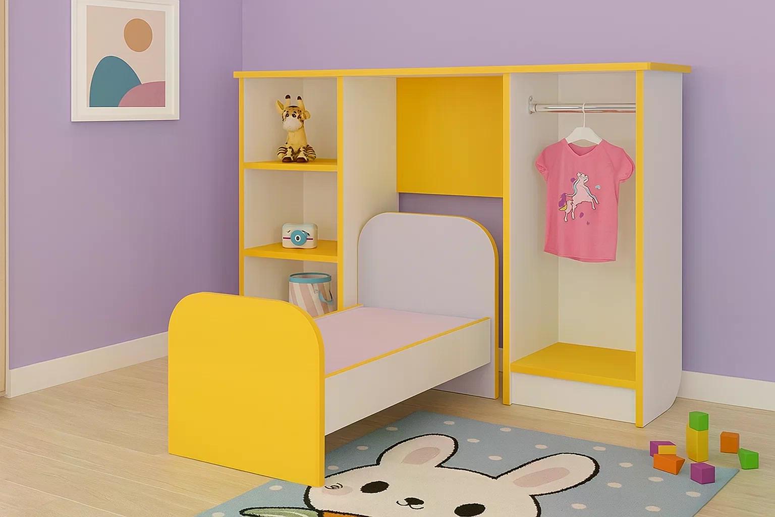 Ігрові меблі для дитячого садка Спальня Yellow/Lavander - фото 3 Ігрові меблі для дитячого садка Спальня Yellow/Lavander - фото 3