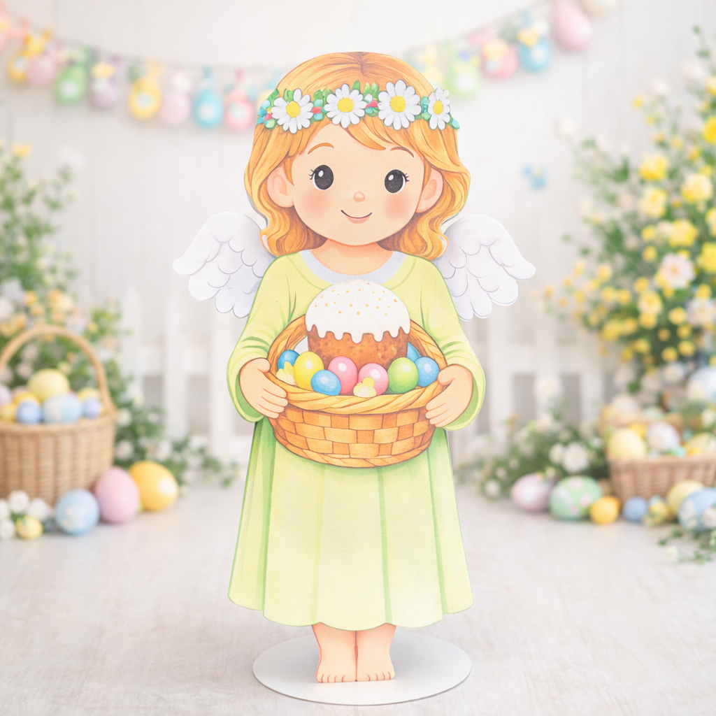 Фигура ростовая для фотозоны ангел девочка с корзинкой 80 см (5279-48)