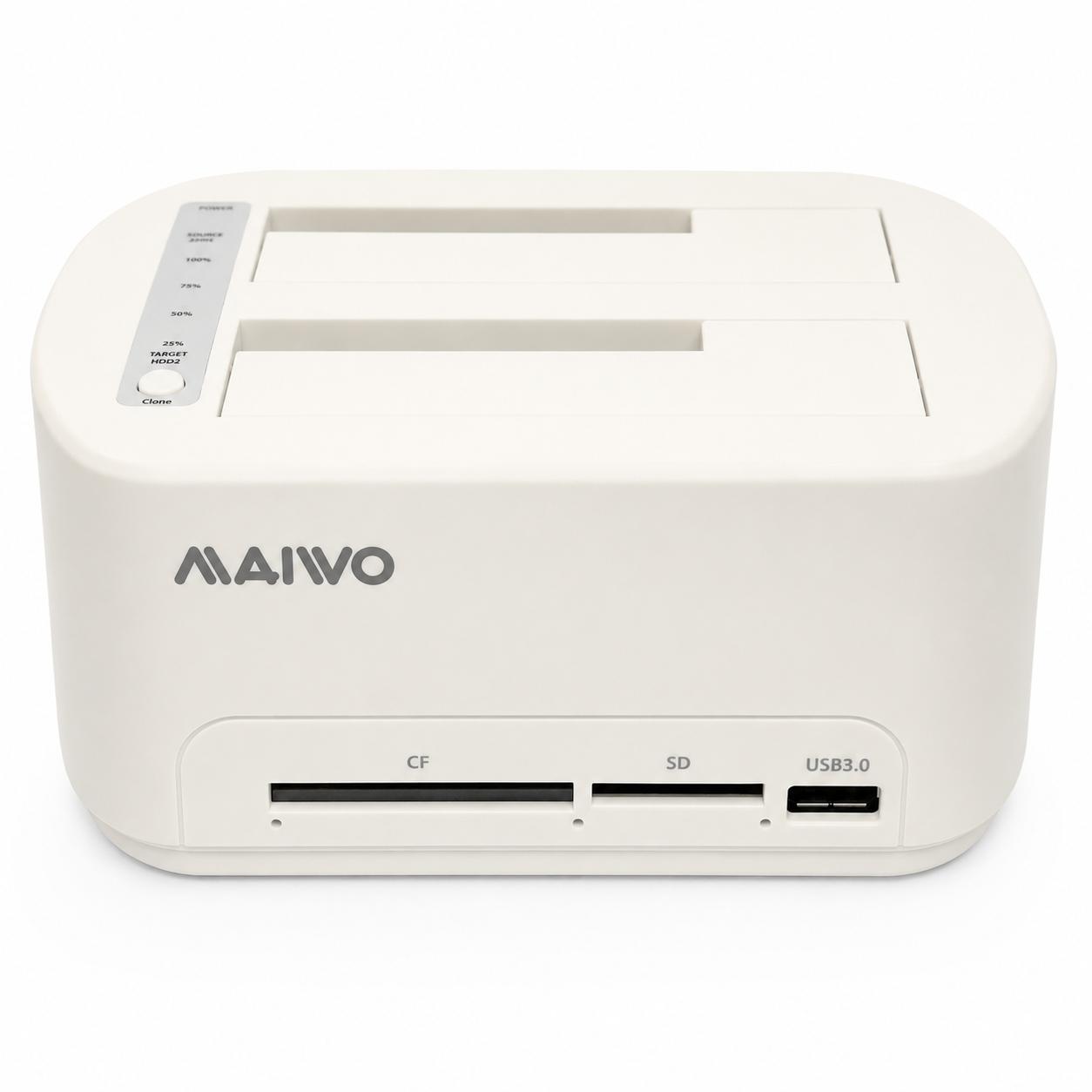 Док-станція клонувальник Maiwo для двох SSD/HDD 2,5/3,5" SATA USB 3.0 та SD/CF Білий (K3082CR 6439)