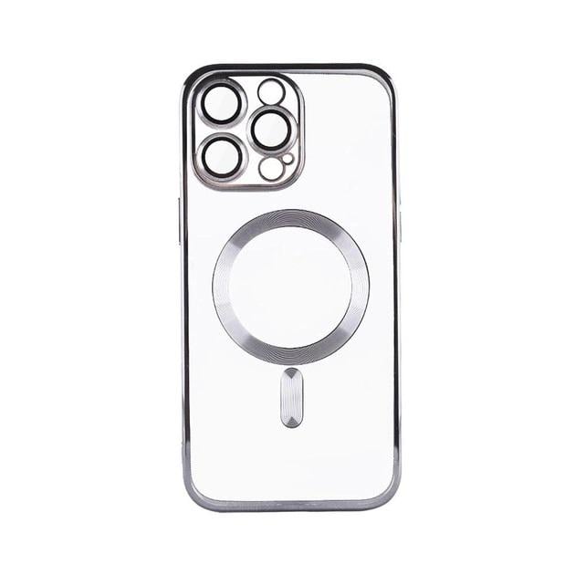 Хромовый чехол TPU Chrome with Magnetic с защитой камеры для Apple iPhone 15 Plus (6.7") с MagSafe Silver