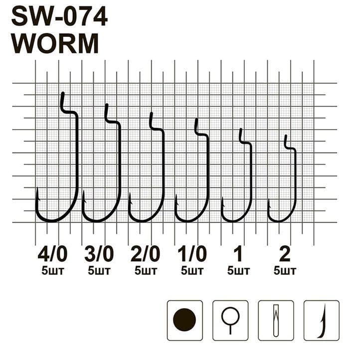 Гачки офсетні MiniMax Worm SW-074 №2/0 5 шт. - фото 3