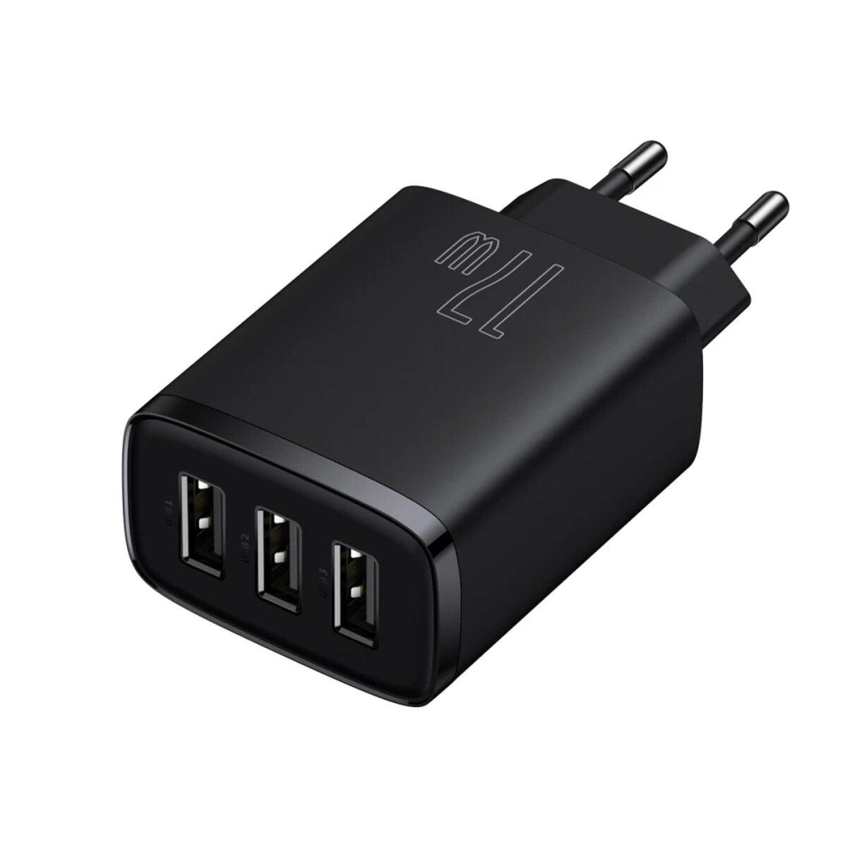 Пристрій зарядний мережевий Baseus Compact Charger 3U 17W EU Black
