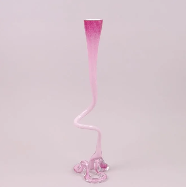 Ваза стеклянная фигурная Flora 60 см Розовый (8199)