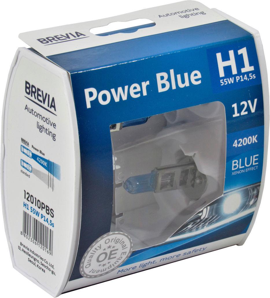 Лампочка галогенная Brevia H1 P14.5s 12V-55 Вт 4200K Power Blue 12010PBS 12V-H1 P14.5s 2 шт.