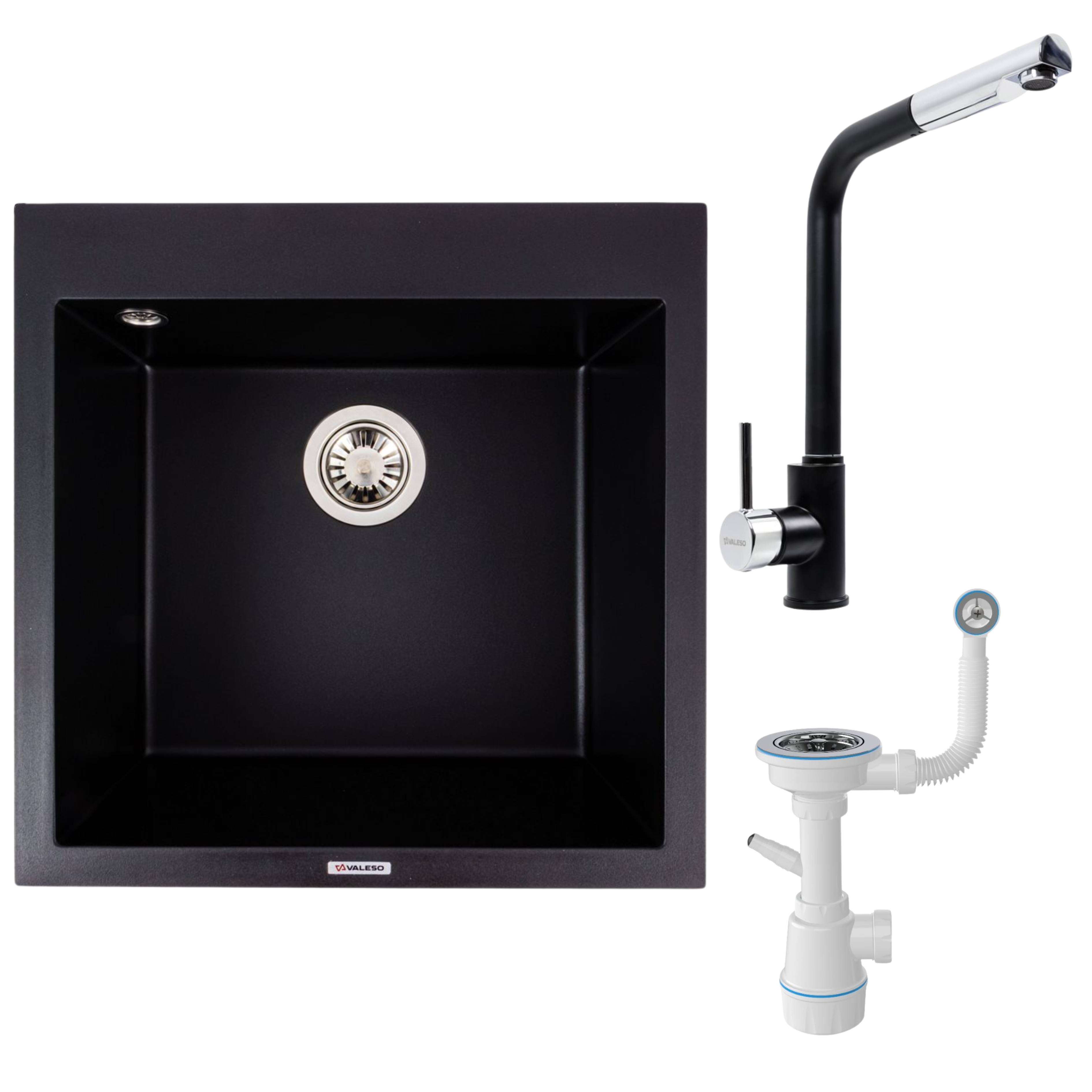 Мийка гранітна Valeso 5050 GALAX/змішувач Q411MB/сифон (000051065)