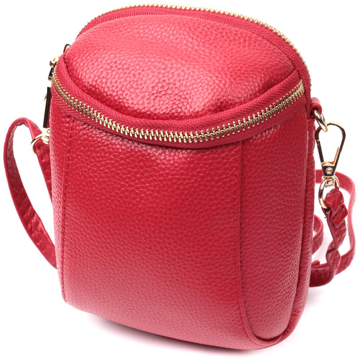 Женская сумка Vintage 22340 из мягкой натуральной кожи Красный