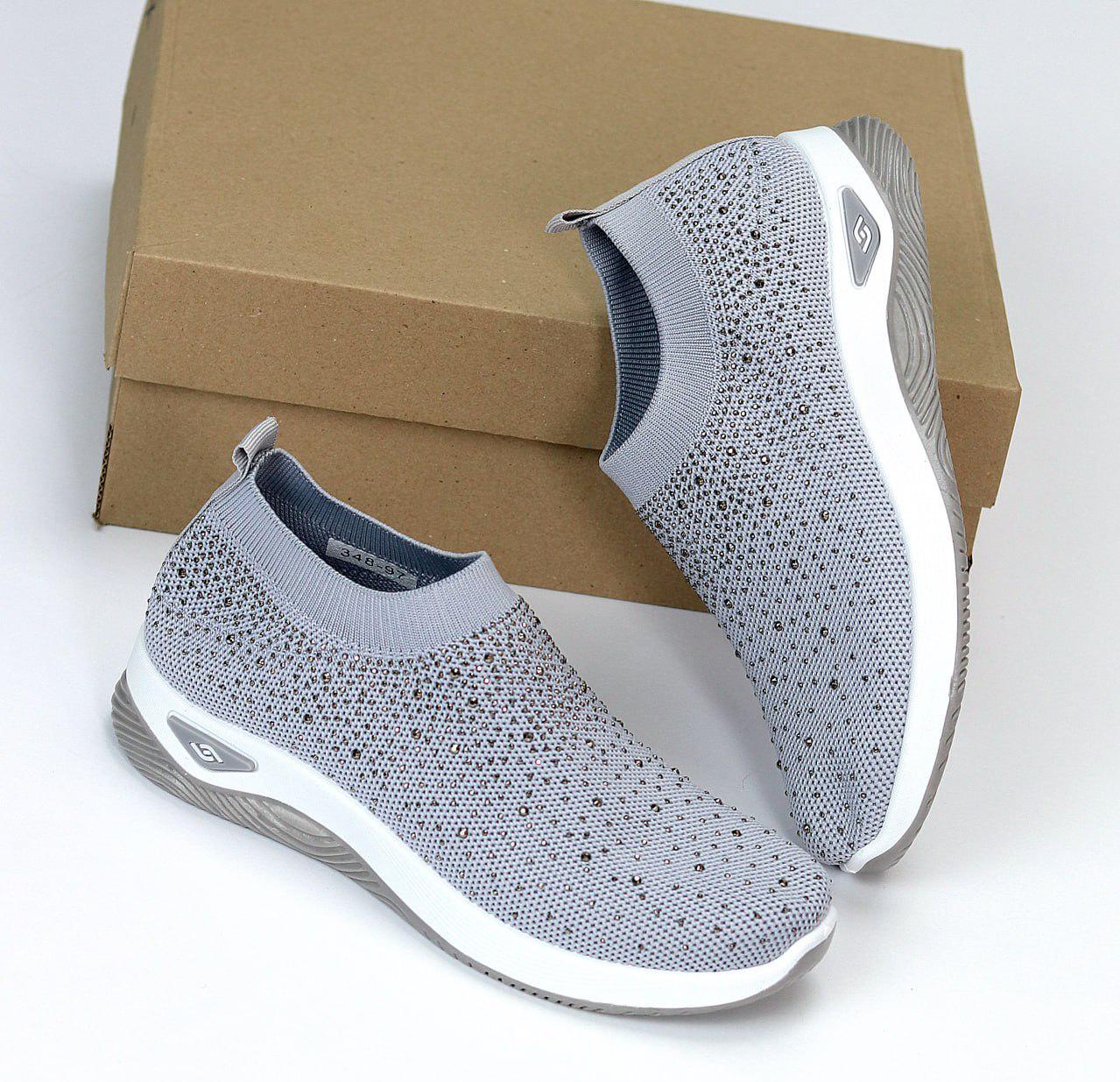 Мокасины женские текстильные со стразами р. 40 25,5 см Серый (00940) - фото 5 Мокасины женские текстильные со стразами р. 40 25,5 см Серый (00940) - фото 5