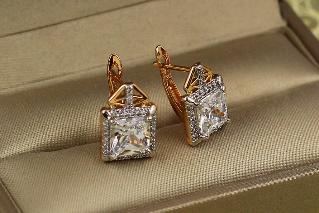 Серьги Xuping Jewelry терем с родием 1,4 см Золотистый (2572058982)