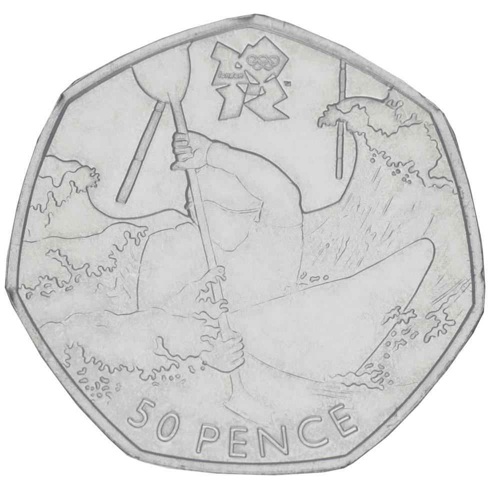 Коллекционная монета Великобритания 50 пенсов 2011 UNC XXX Летние Олимпийские игры 2012 в Лондоне-Гребля на каноэ (М20922)