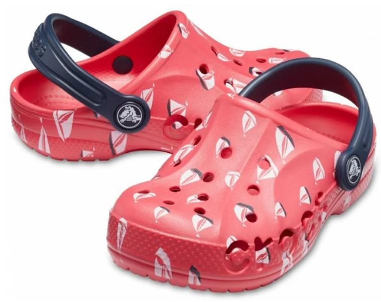 Сабо дитячі для дівчинки Crocs Bayaband Printed Clog K Poppy Roomy Fit р. 24/25 Червоний (18564)