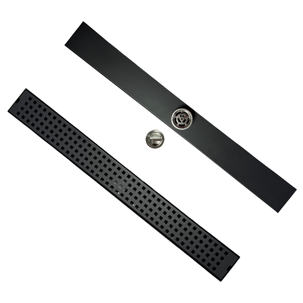 Трап для душу та ванної кімнати з нержавіючої сталі під плитку для зливу води підлоговий лінійний 60х6,8х2 см Чорний - фото 2 Трап для душу та ванної кімнати з нержавіючої сталі під плитку для зливу води підлоговий лінійний 60х6,8х2 см Чорний - фото 2