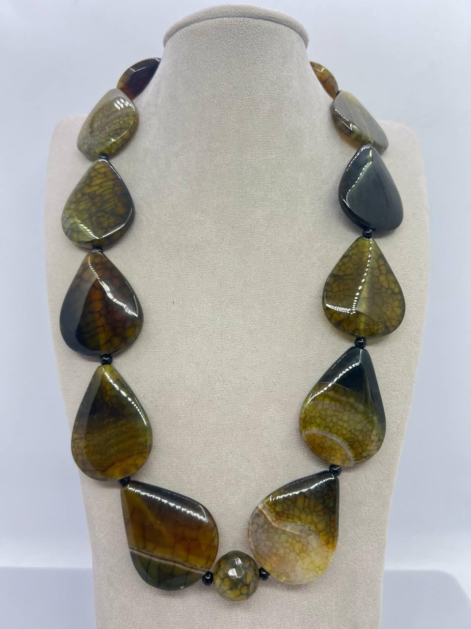 Бусы агат 54 см Коричневый (11410)