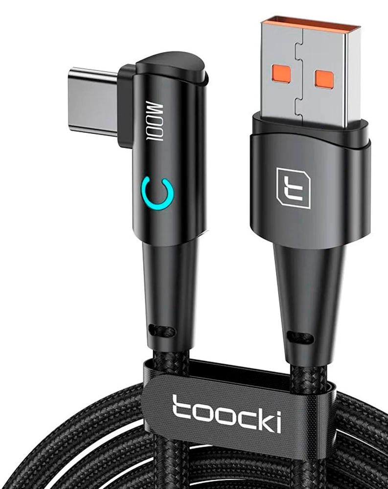 Кабель для заряджання та передачі даних Toocki 90 Degree Display 6A/100W USB Type-A to USB Type-C 1 м (556-2222)