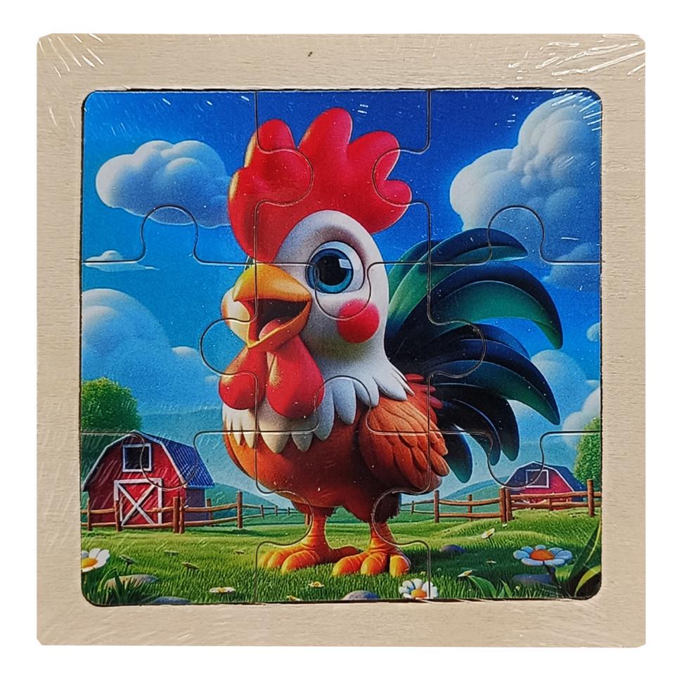 Пазл-вкладиш дерев'яний дитячий Півник MD 1506-10 9 ел. (RLT52754)