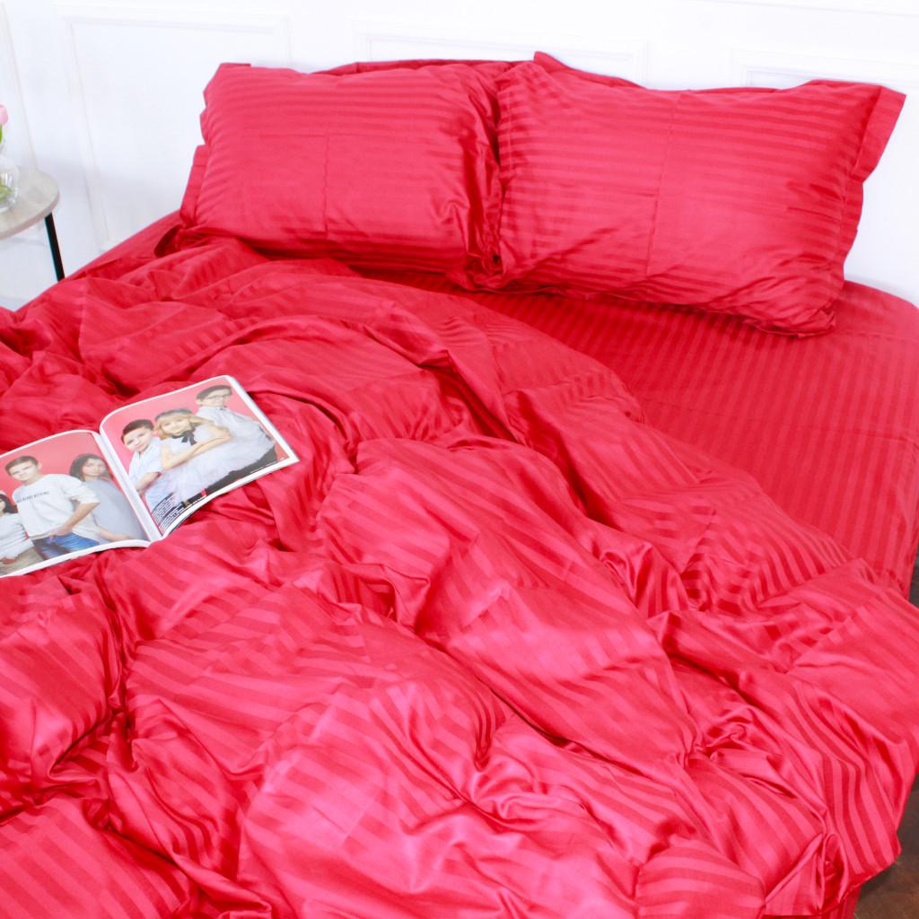 Комплект постельного белья MirSon 30-0018 satin-stripe семейный 160х220 см Red (215749)