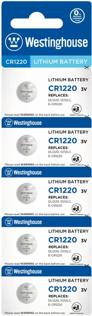 Батарейка літійова Westinghouse Lithium CR1220-BP5 таблетка 1 шт. (73) - фото 2 Батарейка літійова Westinghouse Lithium CR1220-BP5 таблетка 1 шт. (73) - фото 2