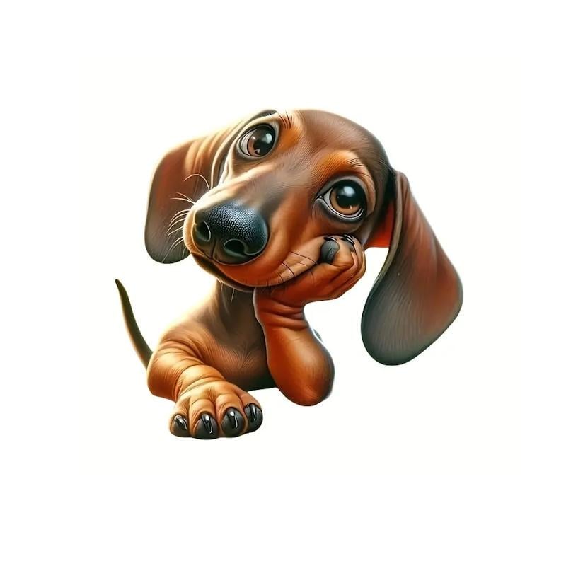 Наклейка для автомобіля Мультяшна Такса 13х13 см Коричневий (2743174684)