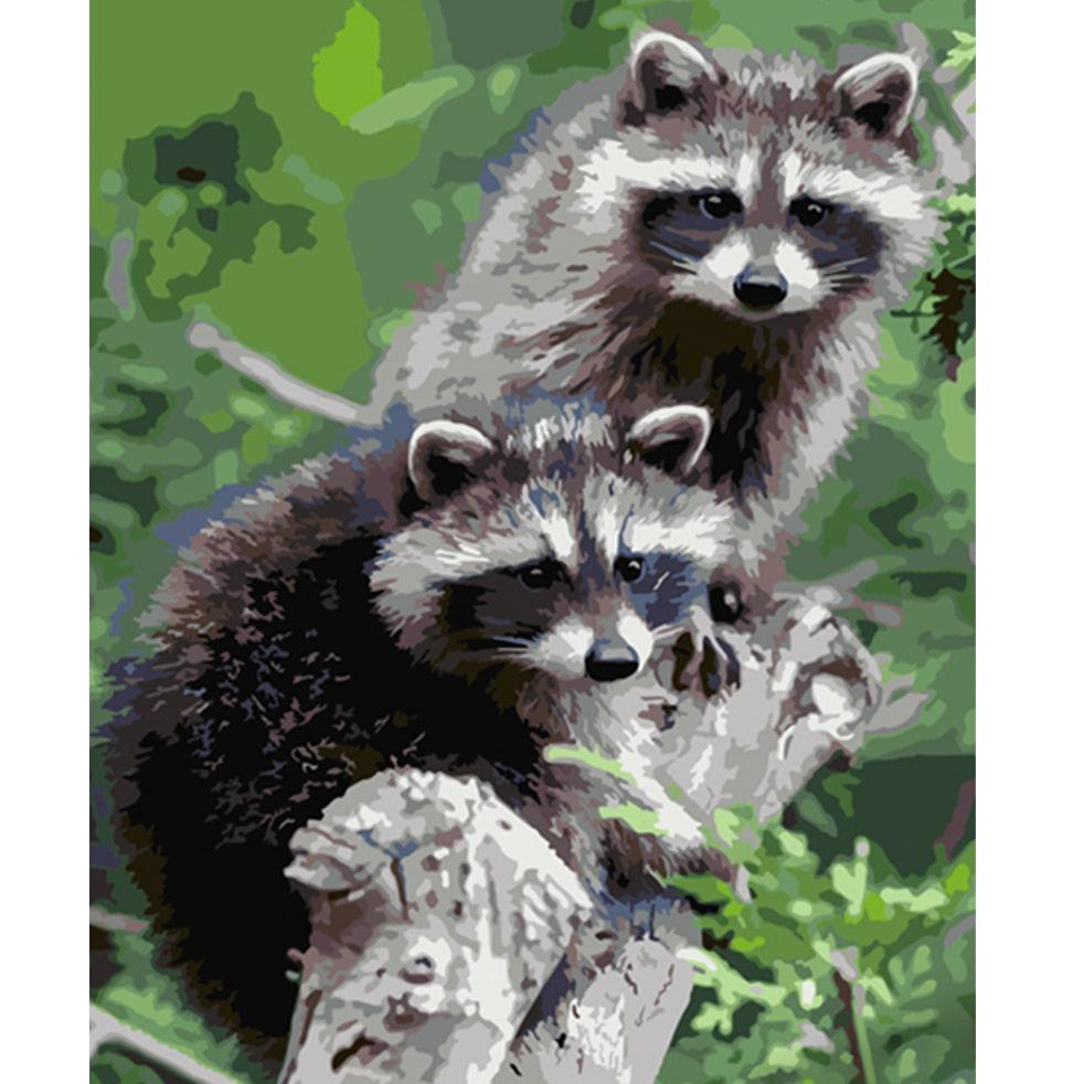 Картина по номерам Strateg Премиум Еноты на ветке 40х50 см (HH008)