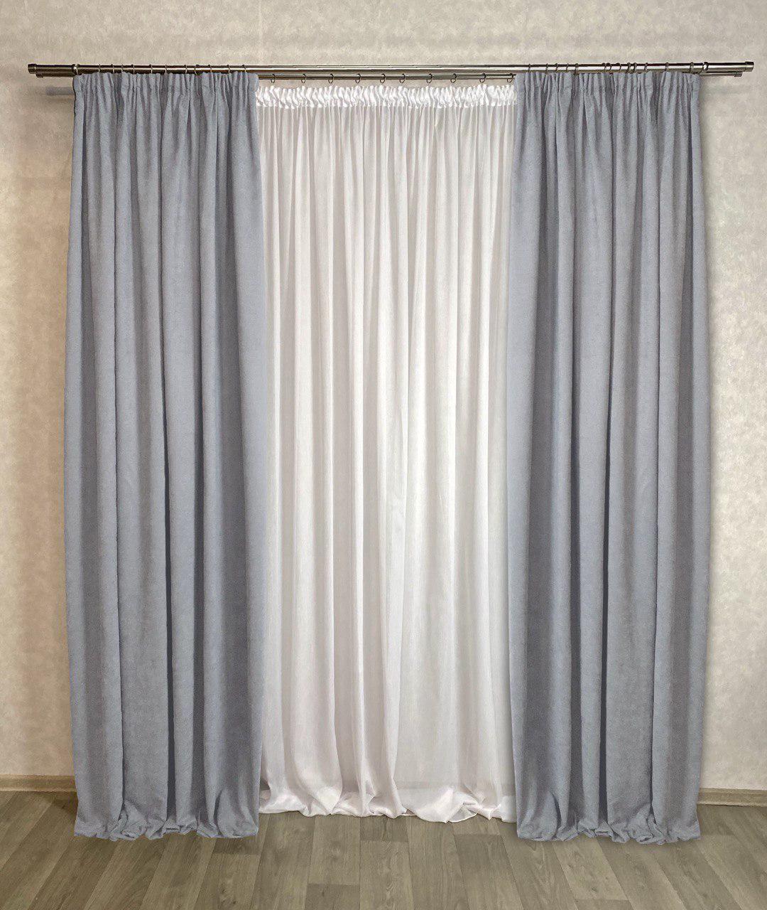 Комплект штор Diamond микровелюр 250х280 см 2 шт. Светло-серый - фото 1 Комплект штор Diamond микровелюр 250х280 см 2 шт. Светло-серый - фото 1