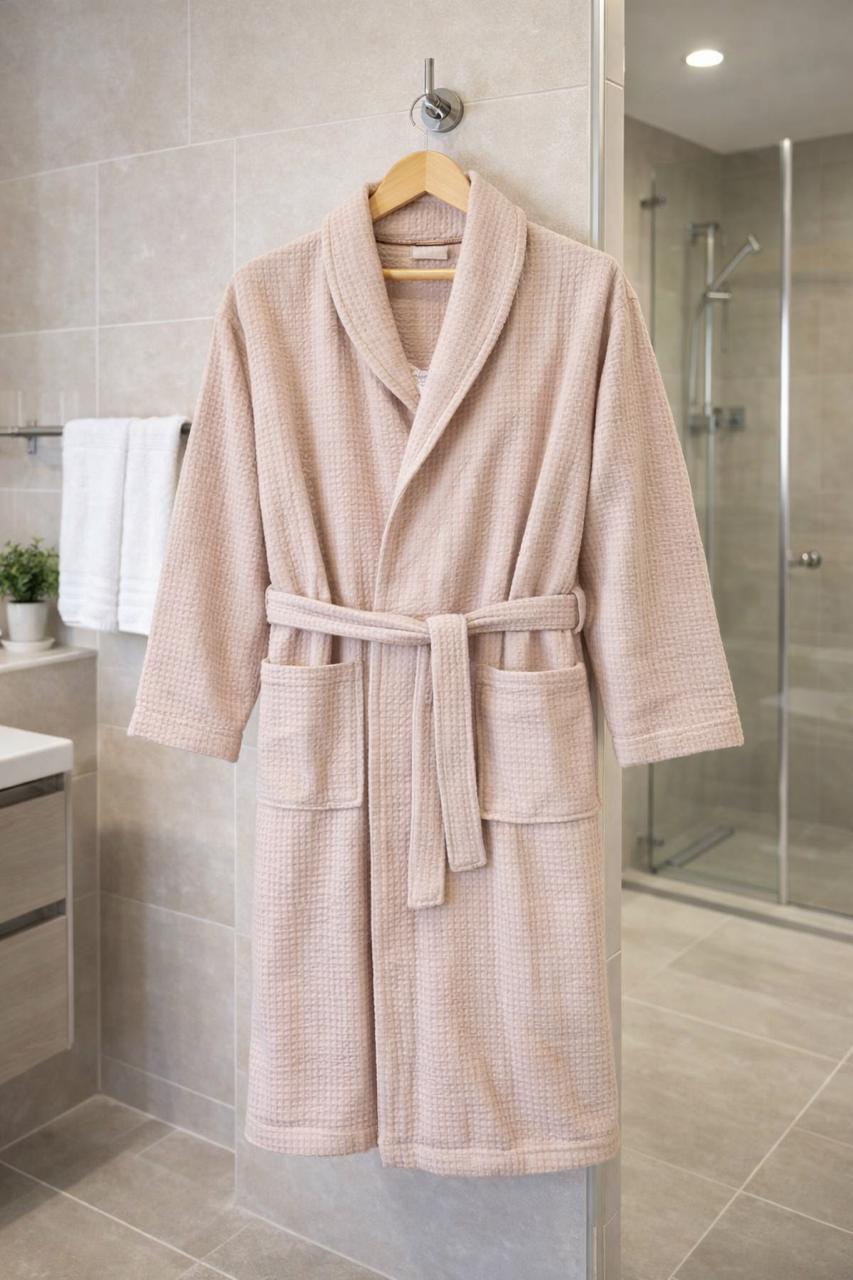 Халат унісекс вафельний M Пудровий (1126А)