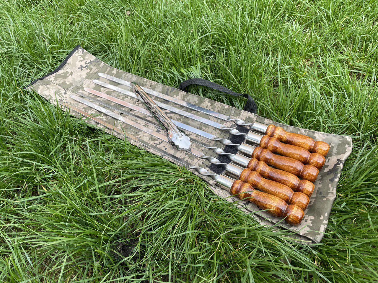 Шампуры в чехле Profi 3 с деревянной ручкой