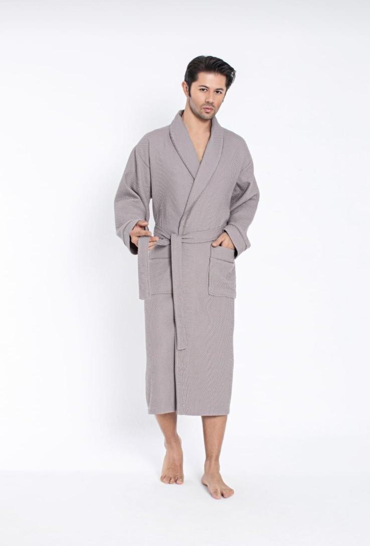 Халат мужской вафельный Nusa 22655 XXXXL Grey (36959033)