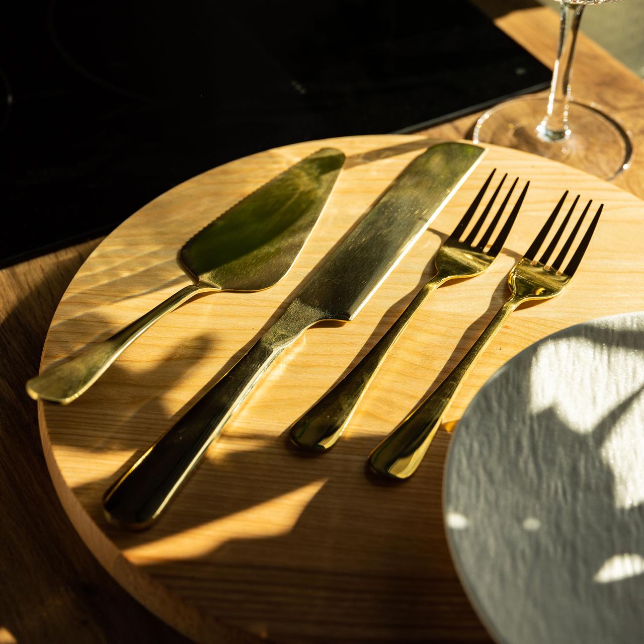 Набор приборов для свадебного торта 4 пр. из нержавеющей стали Золотой (HP-20-53) - фото 2 Набор приборов для свадебного торта 4 пр. из нержавеющей стали Золотой (HP-20-53) - фото 2