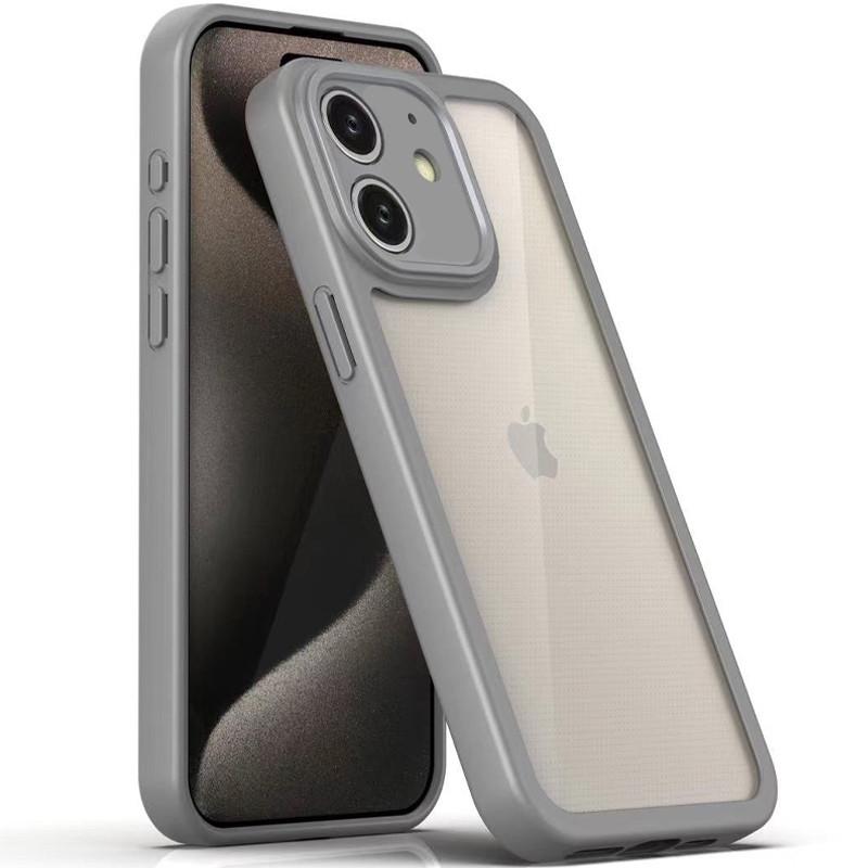 Противоударный TPU чехол Transparent + Colour 1,5mm для Apple iPhone 12 (6.1") Grey
