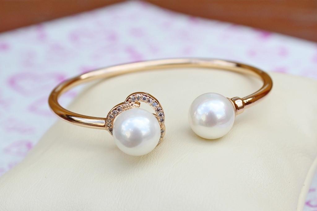Браслет бэнгл Xuping Jewelry Жемчужная сказка 60 мм 3 мм на руку от 17-19 см Золотистый