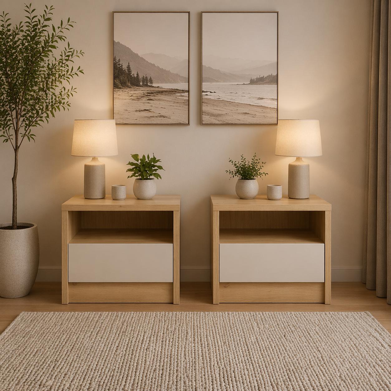 Тумба приліжкова Dominika Mebel Service 2 шт. Артісан/Шампань (34082644)