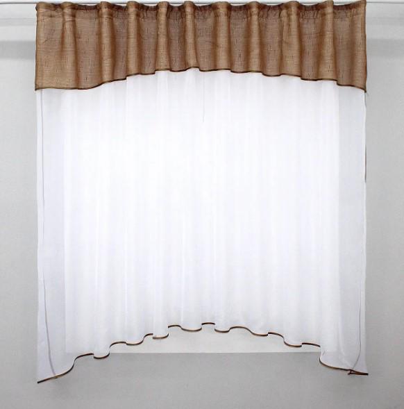 Занавеска с аркой шифон/батист 270х170 см Белый/Карамельный (036к) Занавеска с аркой шифон/батист 270х170 см Белый/Карамельный (036к)