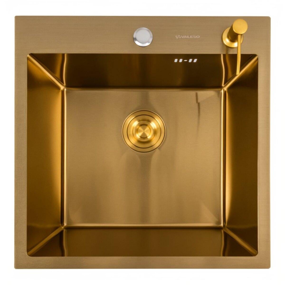 Мойка для кухни Valeso Handmade 3,0/0,8 сифон круглый PVD 50х50 см Gold (3120075057)