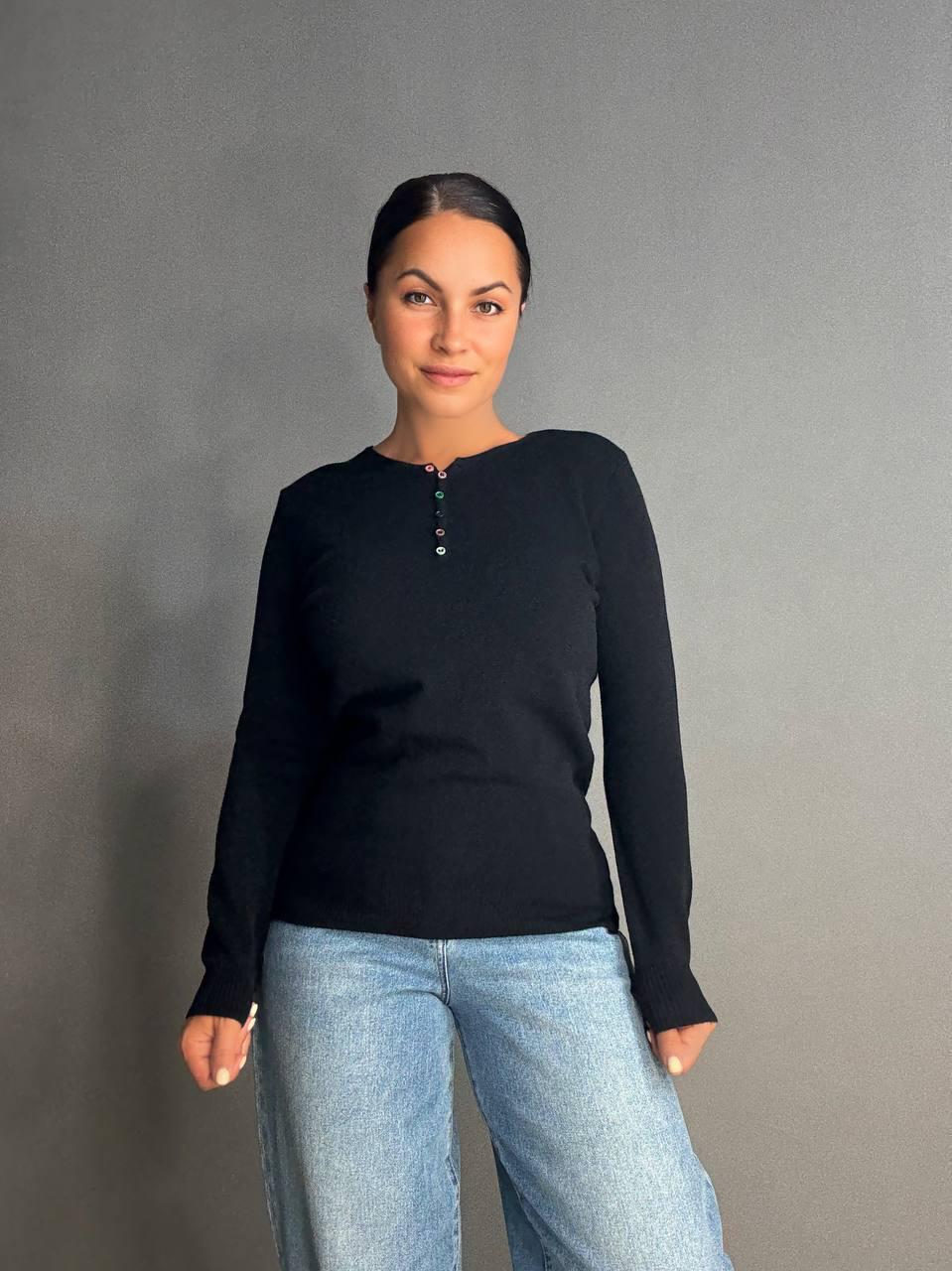 Свитер женский AN 02493 букле с пуговицами тонкий и теплый базовый One Size Черный - фото 9 Свитер женский AN 02493 букле с пуговицами тонкий и теплый базовый One Size Черный - фото 9