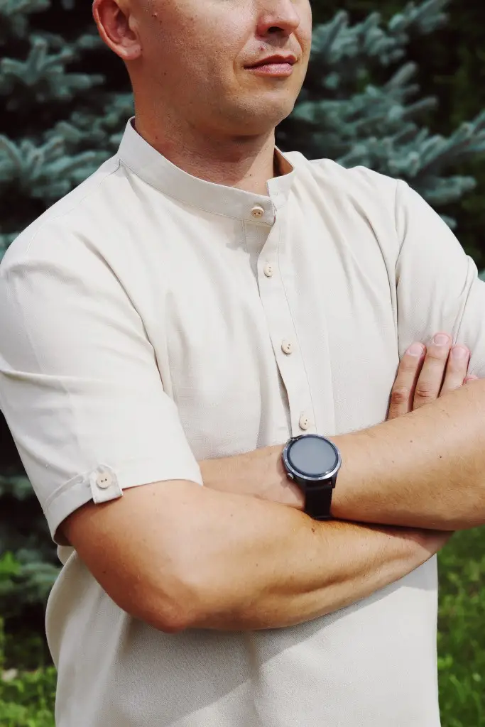 Рубашка мужская льняная S/M Бежевый (0001859-S/M) - фото 2 Рубашка мужская льняная S/M Бежевый (0001859-S/M) - фото 2