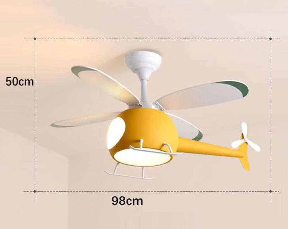 Люстра-вентилятор Вертолет пульт три режима света 40 W Желтый (7706) - фото 8