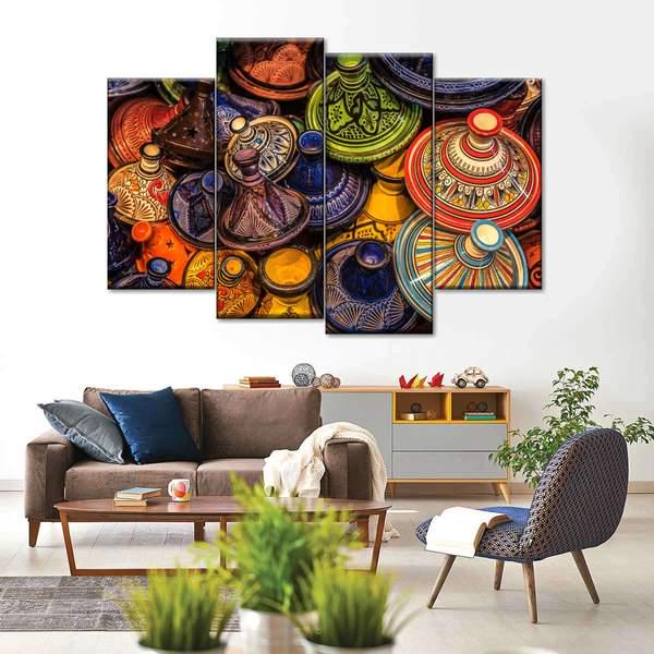 Модульная картина из четырех частей KIL Art Цветные посудины 89x56 см (M4_M_27)