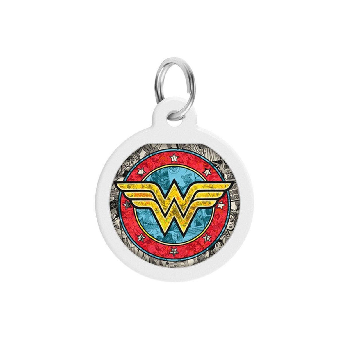 Адресник металлический для собак и кошек Waudog Smart ID Чудо-женщина 2 с QR паспортом круг 38 мм (0625-1013ru-eng Col)