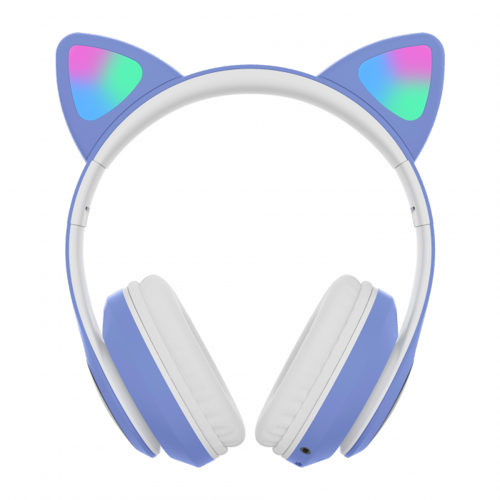 Наушники беспроводные STN-28 LED с кошачьими ушками Синий (TVST4) - фото 2