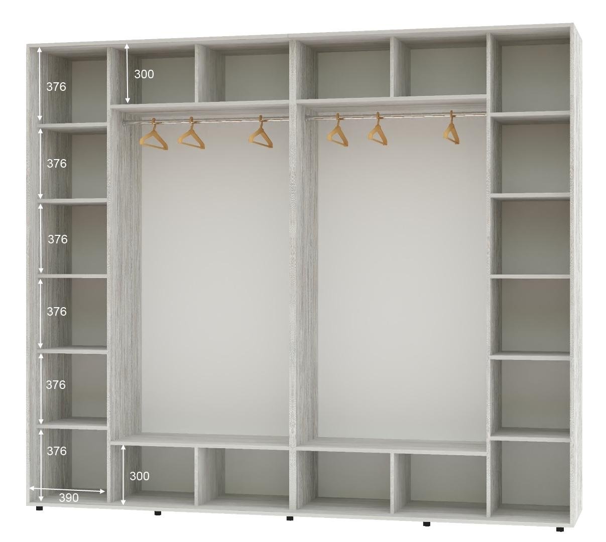 Шкаф-купе четырехдверный Алекса ДСП 290х60х220 см Сосна Натти (55453) - фото 2 Шкаф-купе четырехдверный Алекса ДСП 290х60х220 см Сосна Натти (55453) - фото 2