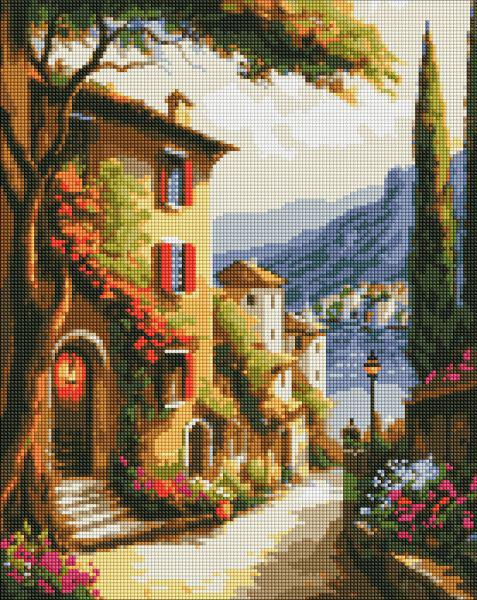 Алмазная мозаика на подрамнике Идейка Курортный городок 40x50 см (AMO7746)