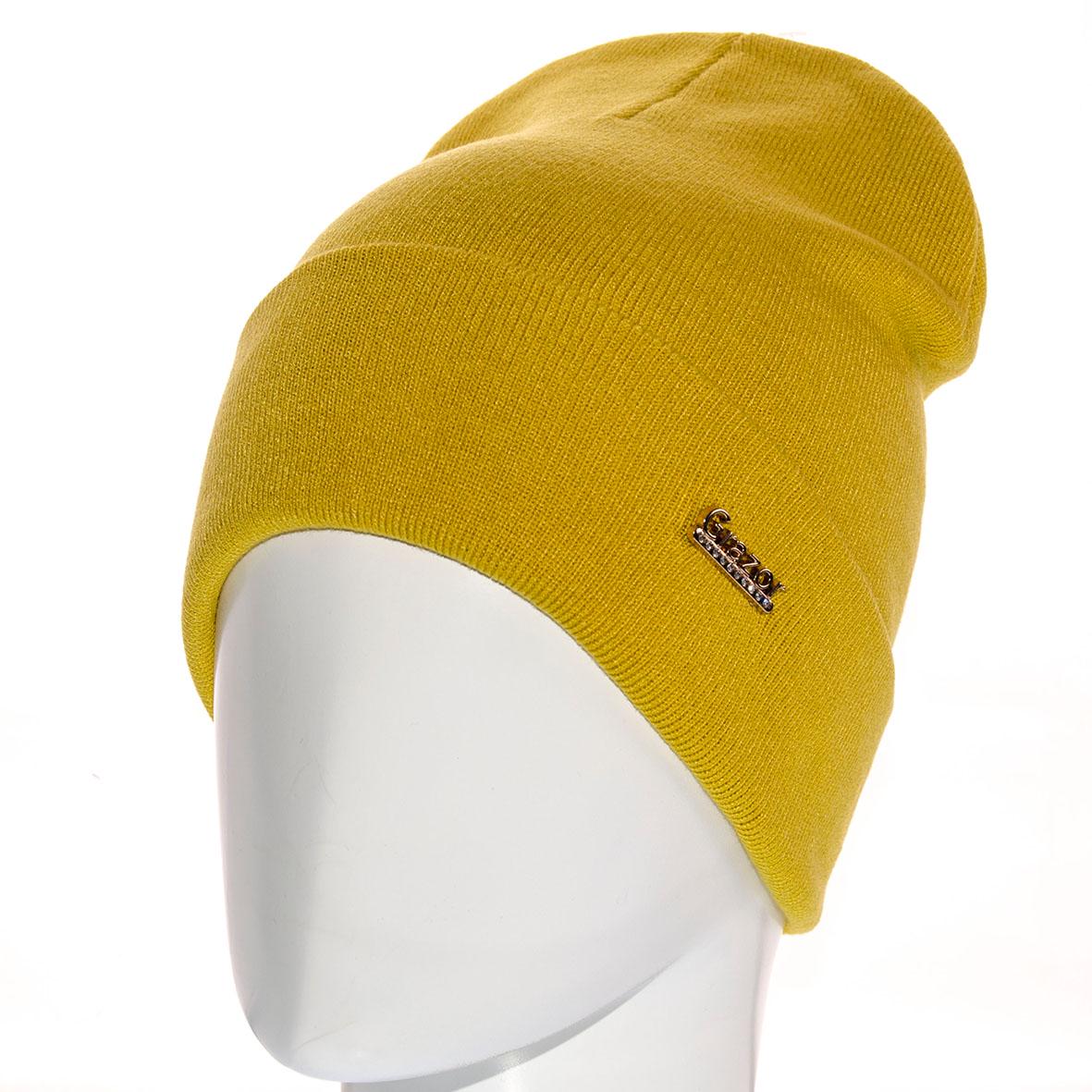 Шапка Sofi SF21106 з відворотом рубчиком подвійна L р. 57-58 Гірчичний