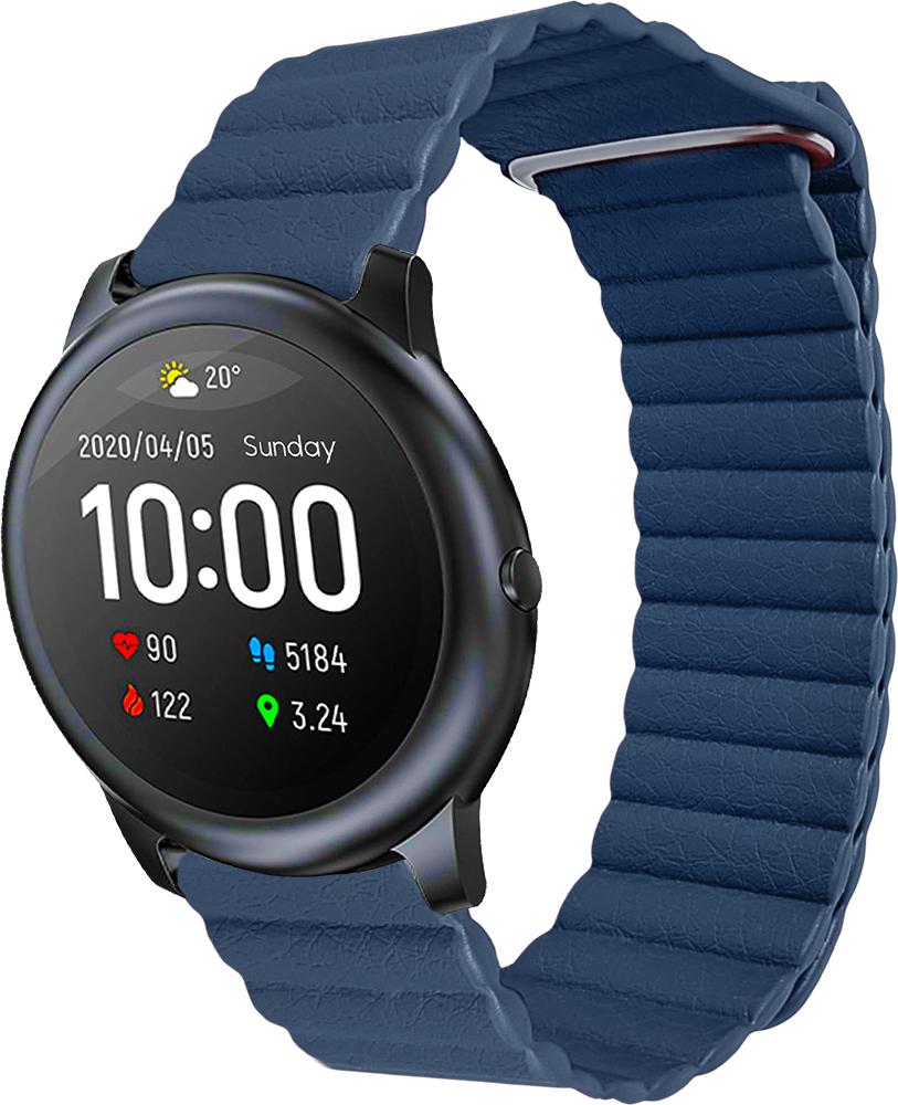 Ремешок кожаный Genis для Haylou Smart Watch Solar LS05 Blue (26530-28)