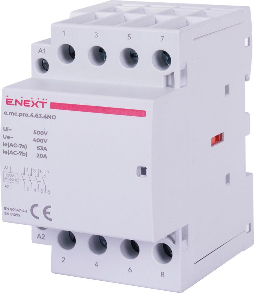 Контактор модульный E.NEXT e.mc.pro.4.63.4NO 4P 63А 4NO 220V (p005209)